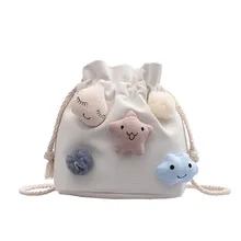 Женская маленькая свежая сумка на шнурке, Студенческая сумка-мешок, милая Холщовая Сумка-почтальонка, женская сумка через плечо со звездами для женщин