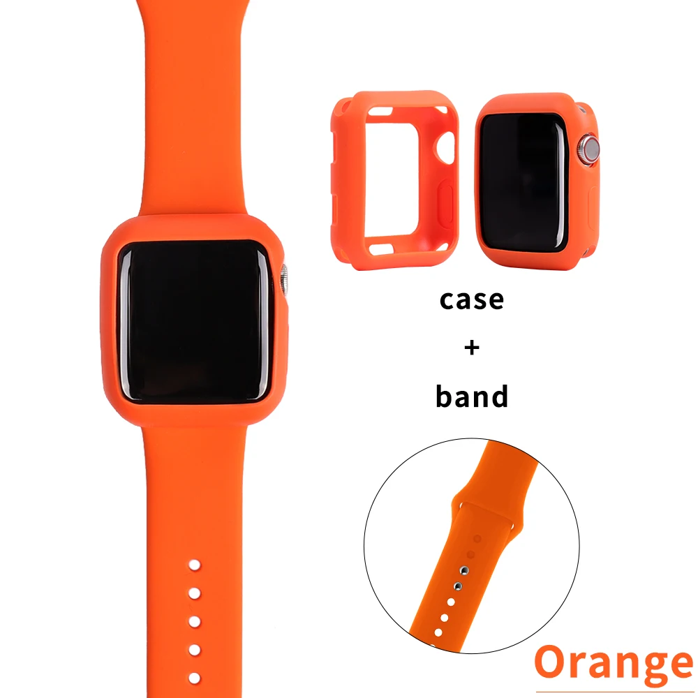 Чехол для часов ProBefit candy для Apple Watch 3 2 1 42 мм 38 мм мягкий силиконовый ремешок для iWatch 4 5 40 мм 44 мм бампер для часов - Цвет ремешка: Orange
