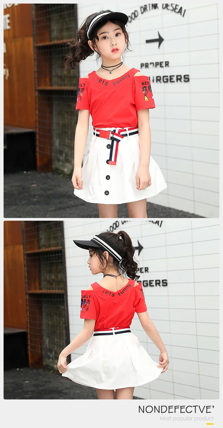 Summer New T-Shirt Clothing Set Short Skirt Girls Summer Clothing Two Piece Skirt Set