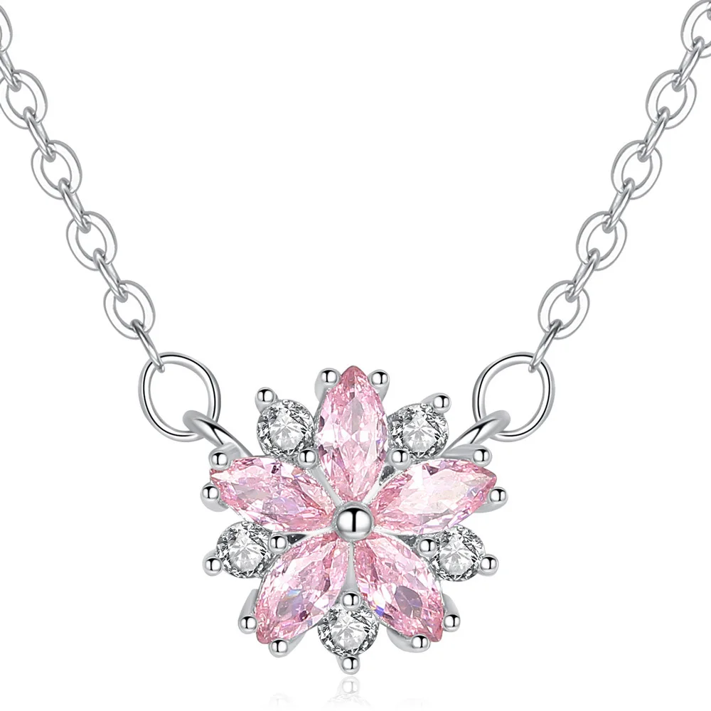 

Romantic Petal Necklace Women's Cool-Style Full of Crystals Short Choker Creative Pendant Valentine's Day Gift