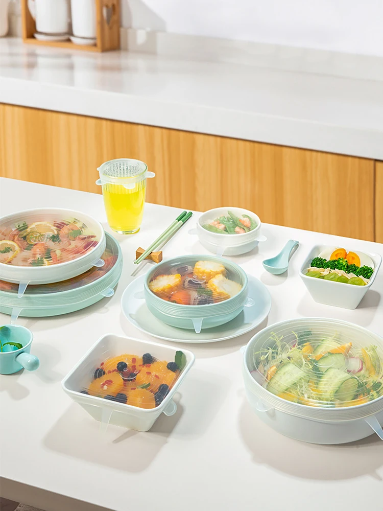

Silicone Stretch Lids 6-Pack Various Sizes Cover for Bowl Universal Food Wrap Reusable Expandable Silicone Cap for Fresh Food
