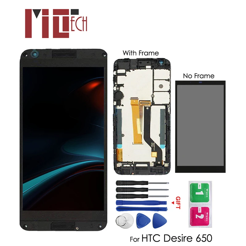 

LCD Display For HTC Desire 650H 650 Touch Screen Digitizer Assembly Replacement Repair Black with Frame 5.0''+ Tools