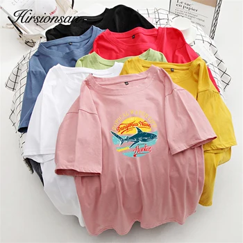 

Hirsionsan Chic T Shirt Women Letter Graphic Print 100% Cotton Casual Short-sleeve O-neck Female Tops Oversized Soft Tees Jumper