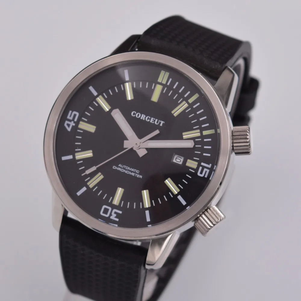 44 мм corgeut Роскошный топ бренд reloj hombre 2018 резиновый ремешок Чайка механические часы