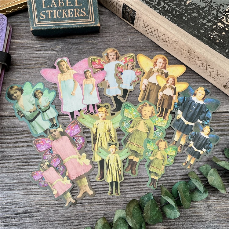 Kljuyp 16pcs Tim Holtz Angels Stickers For Scrapbooking Diy Projects Junk Journal Card Making