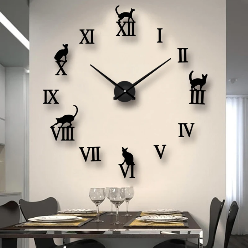 Large Wall Clock Quartz Needle 3D DIY Decorative Kitchen Clocks Acrylic Mirror Stickers Oversize Wall Clock Home Decor wall clock wall clock sticker