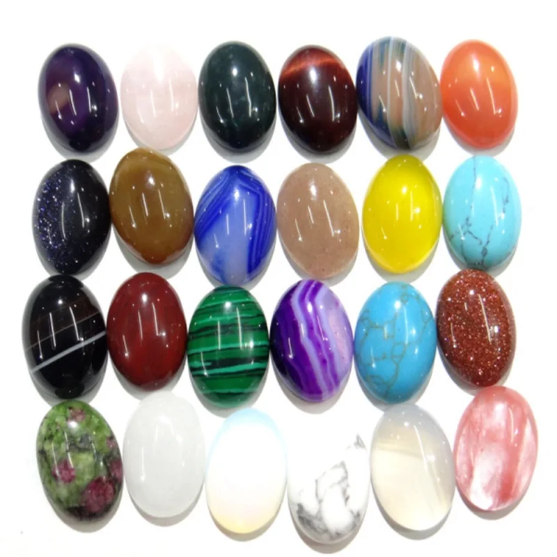 

Оптовая продажа, бусины-кабошоны из смешанного натурального камня овальной формы для изготовления ювелирных изделий своими руками, аксессуаров для одежды, сережек, колец, 13x18 мм, 30 шт./лот