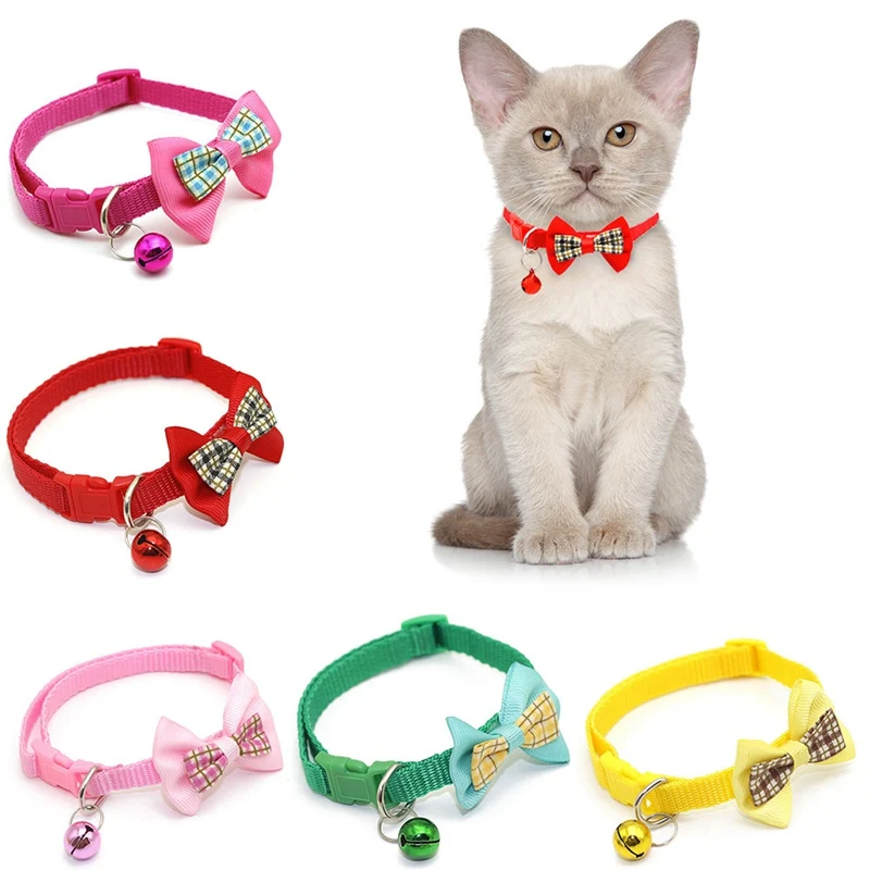 

1Pc Candy Color Adjustable Bow Tie Bell Bowknot Collar Necktie Puppy Kitten Dog Cat Pet Accessories