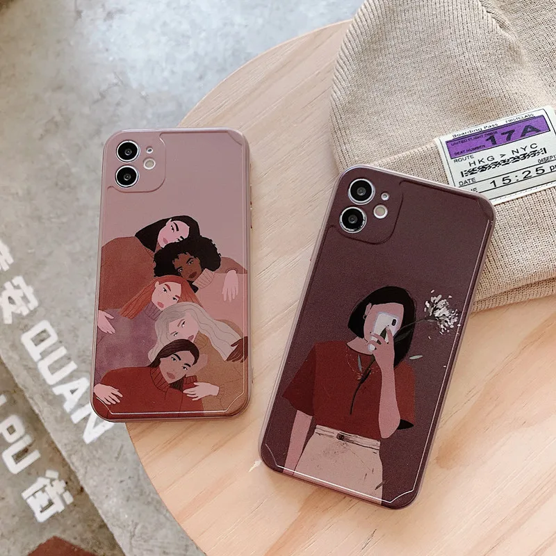 Retro kawaii sweet Smile cat family Japanese Phone Case For iPhone 11 12 Pro Max Xs Max XR X 7 8 Plus 7Plus case Cute Soft Cover