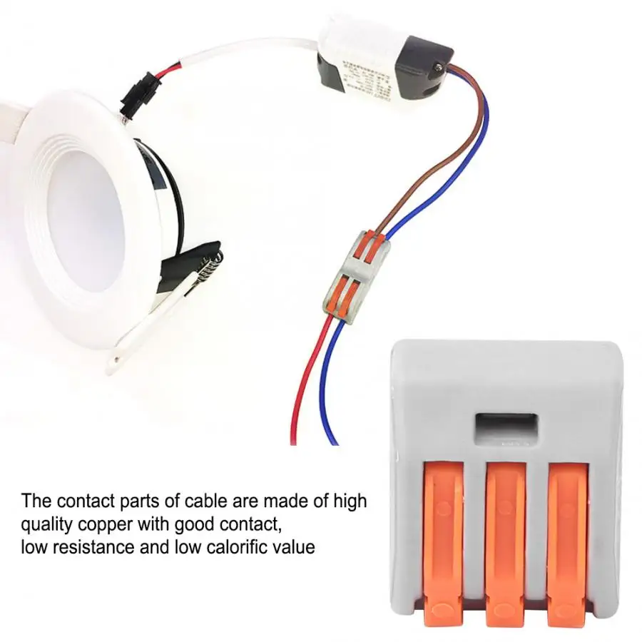 

100pcs mini fast wire Connectors PCT-213 3 Port Spring Lever Terminal Block Reusable Electrical Wire Cable Connector with Box