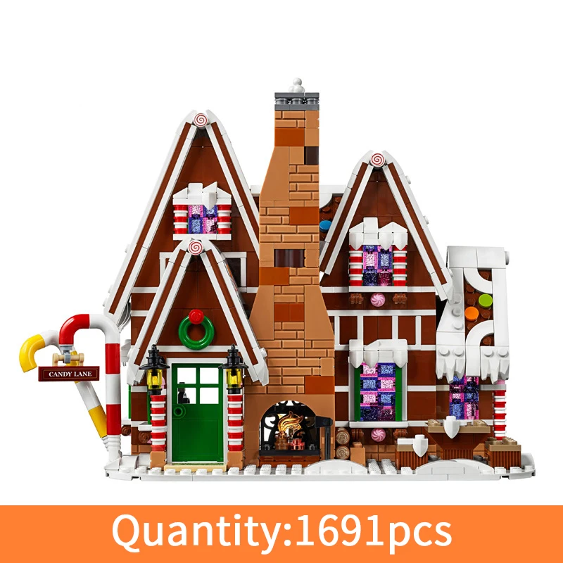 

1691pcs assemble gingerbread house model building blocks compatible legoed bricks educational toys gifts for children