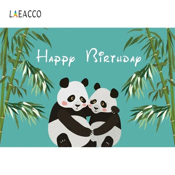 

Laeacco Panda Party Bamboos Green Baby Birthday Child Photography Backgrounds Customized Photographic Backdrops for Photo Studio