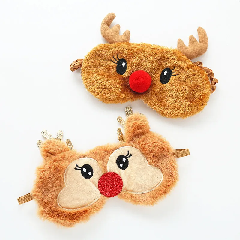 

1pc Sleeping Mask Eyepatch Shading Cover Plush Creative Lovely Eye Mask Cartoon Travel Relax Sleeping Christmas Aid Eye Patch