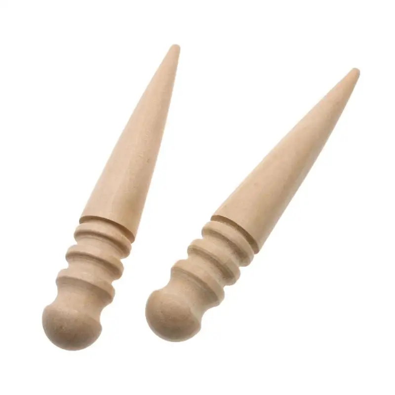 2pcs Leathercraft Tool Edges Slicker Round Wood Multi-Size Leather Edge Slicking Burnishing Supplies Leather Burnisher