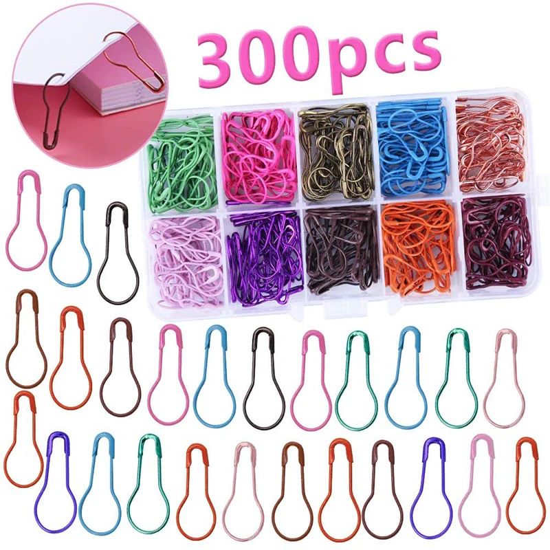 

LMDZ 300 Pcs Bulb Pins Calabash Stitch Markers Metal Safety Pins Pear Shaped Pins Calabash Pins Hangtag Pins with Storage Box