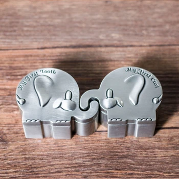 

2 Pcs Elephant Baby Tooth Box Milk Teeth Organizer Storage Box Collect Umbilical Lanugo Save Case Souvenir Infant Kids CLL9285