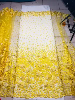 

nigerian lace fabrics 2020 high quality afrian french tulle net lace fabric with beads and 3 d flowers applique lace fabric