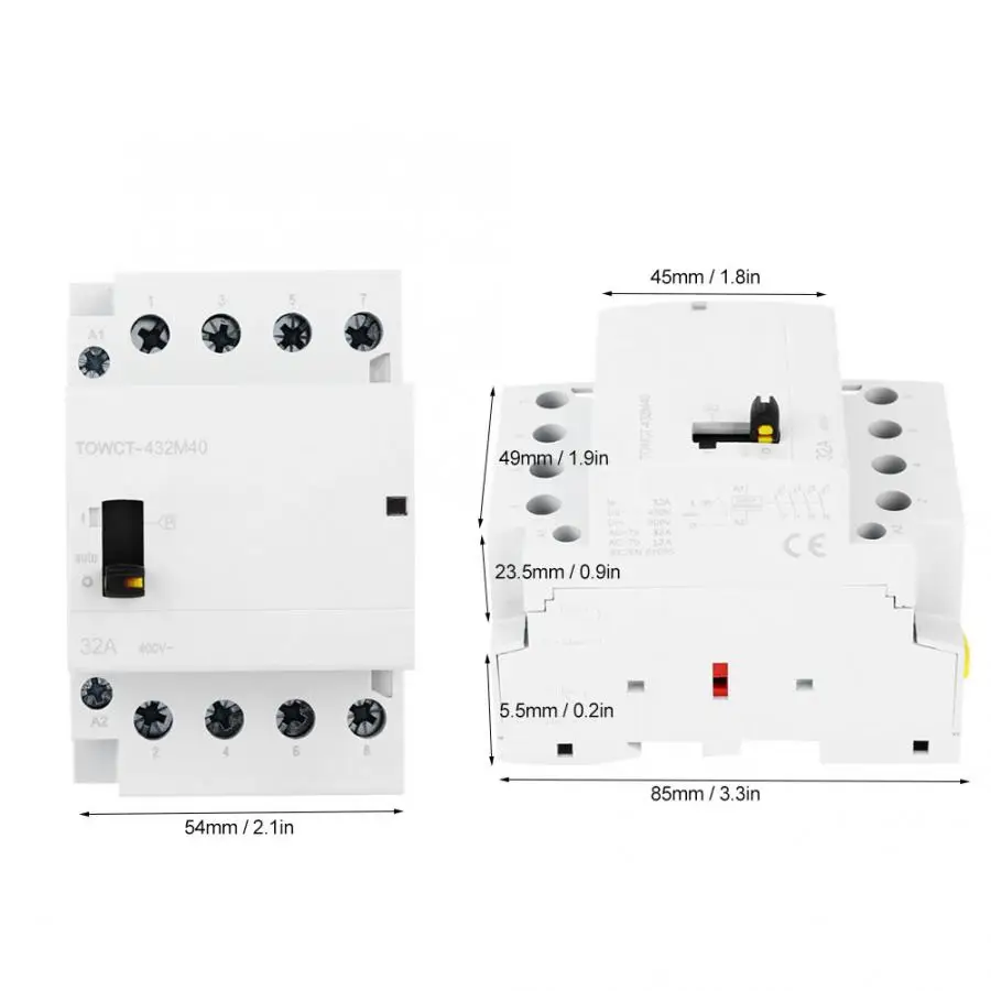 4P 32A 230/240V 50/60HZ AC контактор для дома с ручным переключением din-рейка 35 мм 4NO IP40