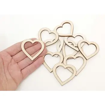 

10x Wooden Hearts Cutout (5cm) Shape Wedding Table Confetti Craft Embellishments Decoration Gift Decoupage 1140
