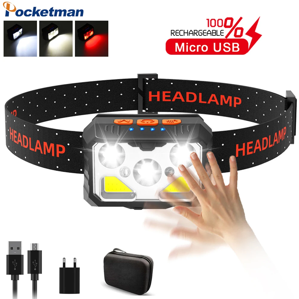Waterproof Headlight Head Torch LED USB Rechargeable Headlamp Fishing Camp Lamp 