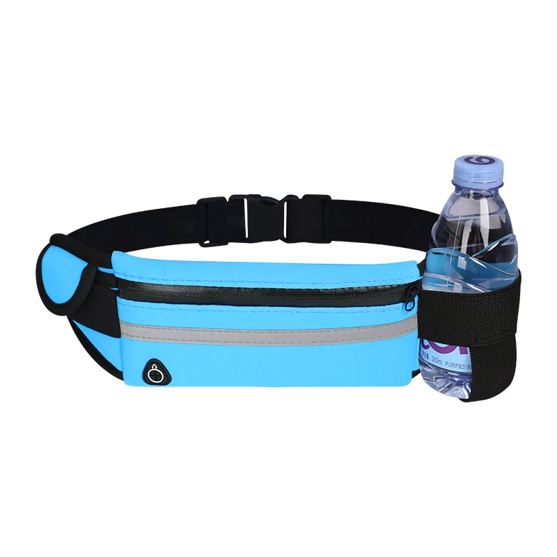 Blue Running Jogging Water Bottle Mobile Phone MP3 Holder Waist Belt Bag 