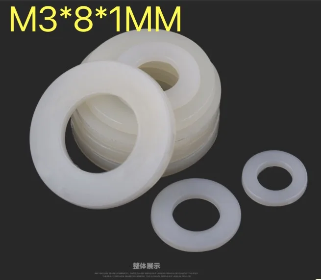 

200Pieces/Lot M3X8X1MM Nylon Washers Insulation Flat Pad Plastic Gasket