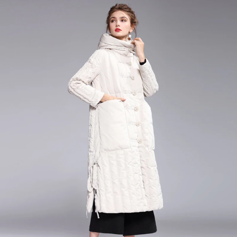 Beste Liva meisje 2019 Nieuwe Herfst Winter Vrouwen Eend Downs Jas Slim Parka Dames Jas Lange Capuchon Plus Size Ultra Licht bovenkleding