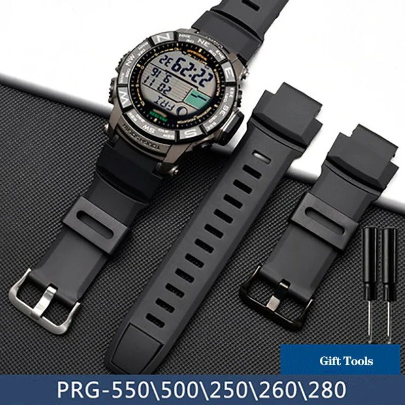 Ремешок сменный силиконовый для Casio PROTREK PRG-260/550/250/500/2500/5100 черный | Наручные часы