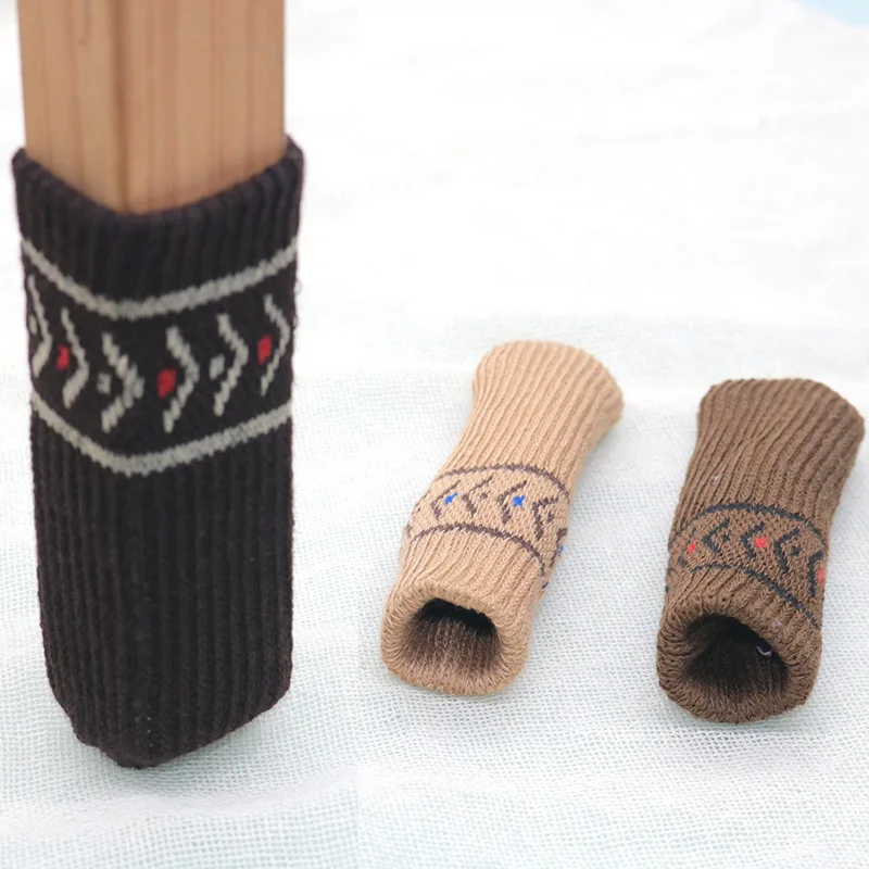 

4Pcs/Set Floor Protection Chair Foot Pads Leg Furniture Knitting Cover Chair Floor Anti-noise Protector Socks