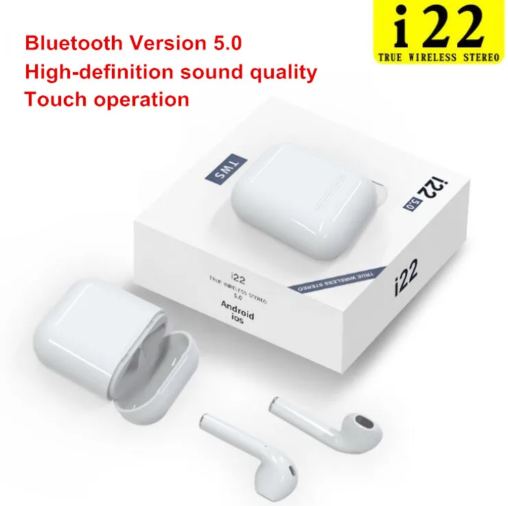 

New I22 Wireless Bluetooth Earphone Stereo Earbud Headset With Charging Box Mic For huawei Xiaomi All Smart Phone i watch