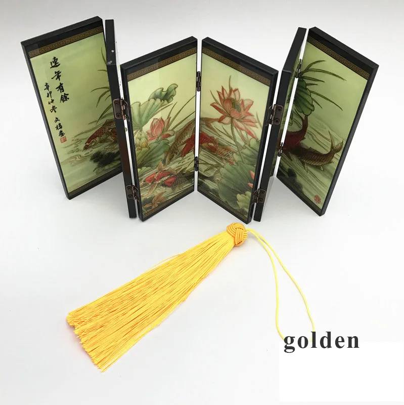 golden 2Pc15cm ананас полиэстер кисточки с подвесным кольцом шелк шитье Банг кисточкой отделка декоративный ключ кисточки для кулона домашний декор - Цвет: golden