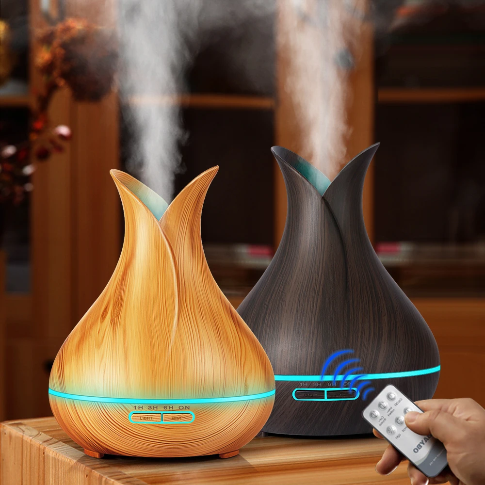 Achat KBAYBO humidificateur d air à ultrasons 400ml arôme diffuseur d huile essentielle avec Grain de bois 7 LED à couleur changeante lumières pour bureau à la maison