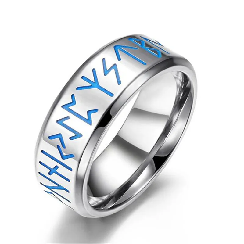 Fashion Stainless Steel Nordic Viking Rune Luminous Index Finger Ring Charm Men's Nightclub Accessories Exquisite Jewelry Gifts |
