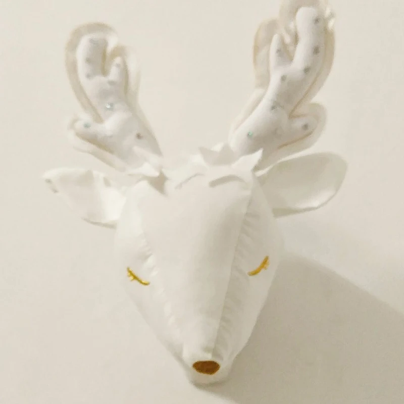 White Reindeer Wall Decorations Animals Head Toys Kids Bedroom Wall Hangings Artwork Baby Gifts Stuffed Toys