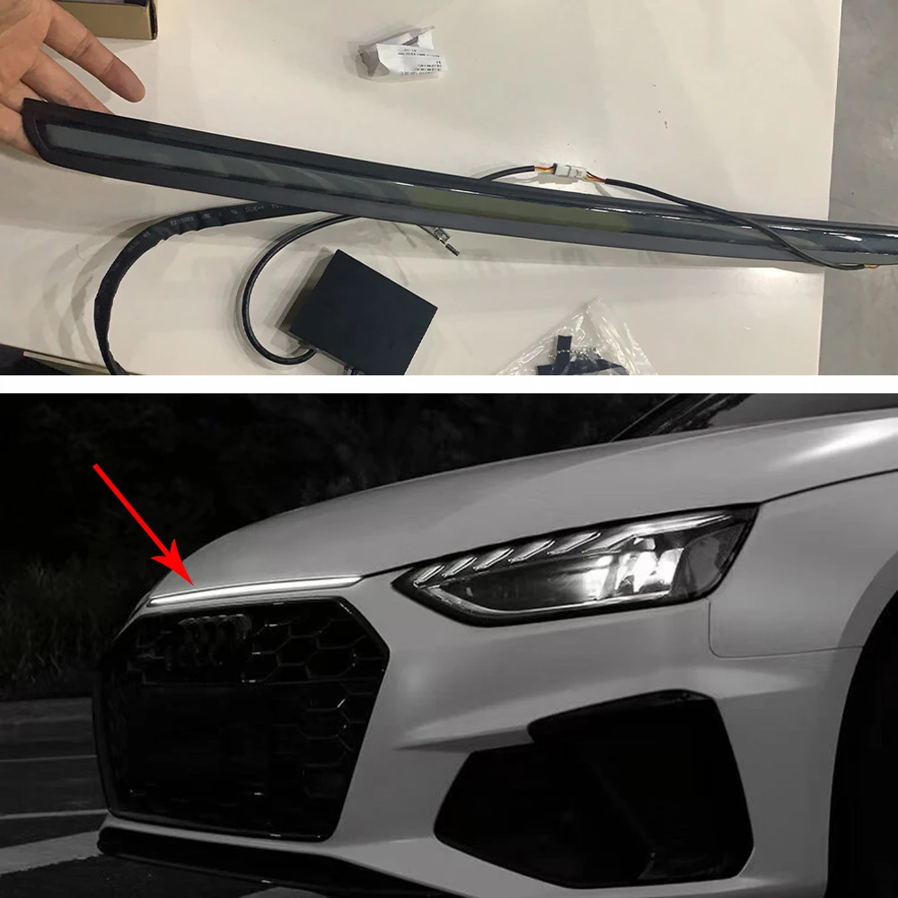 アウディa4b8 A5 21の車の改造 フロントバンパー付きフロントヘッドライト デイタイムランニングライト 白色ledフラッシュランプ Decorative Lamp Aliexpress