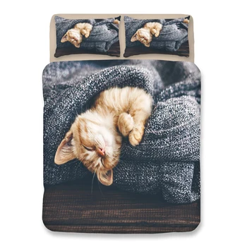 

Yellow Cat Bedding sets twin queen king Quilt Cover cute kids Pillow Case single double girls duvet cover set animal bedclothes