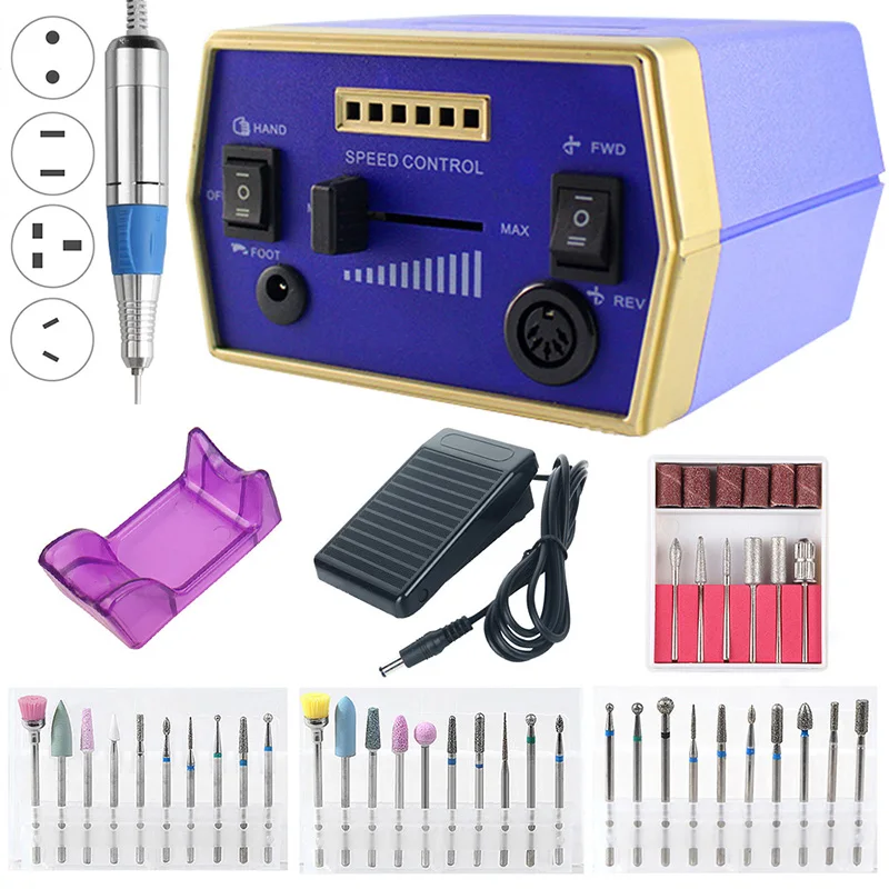 

35000/20000 RPM Electric Nail Drill Machine Manicure Set Pedicure Polishing Equipment Miling Cutters File Pro Left Hand Tools