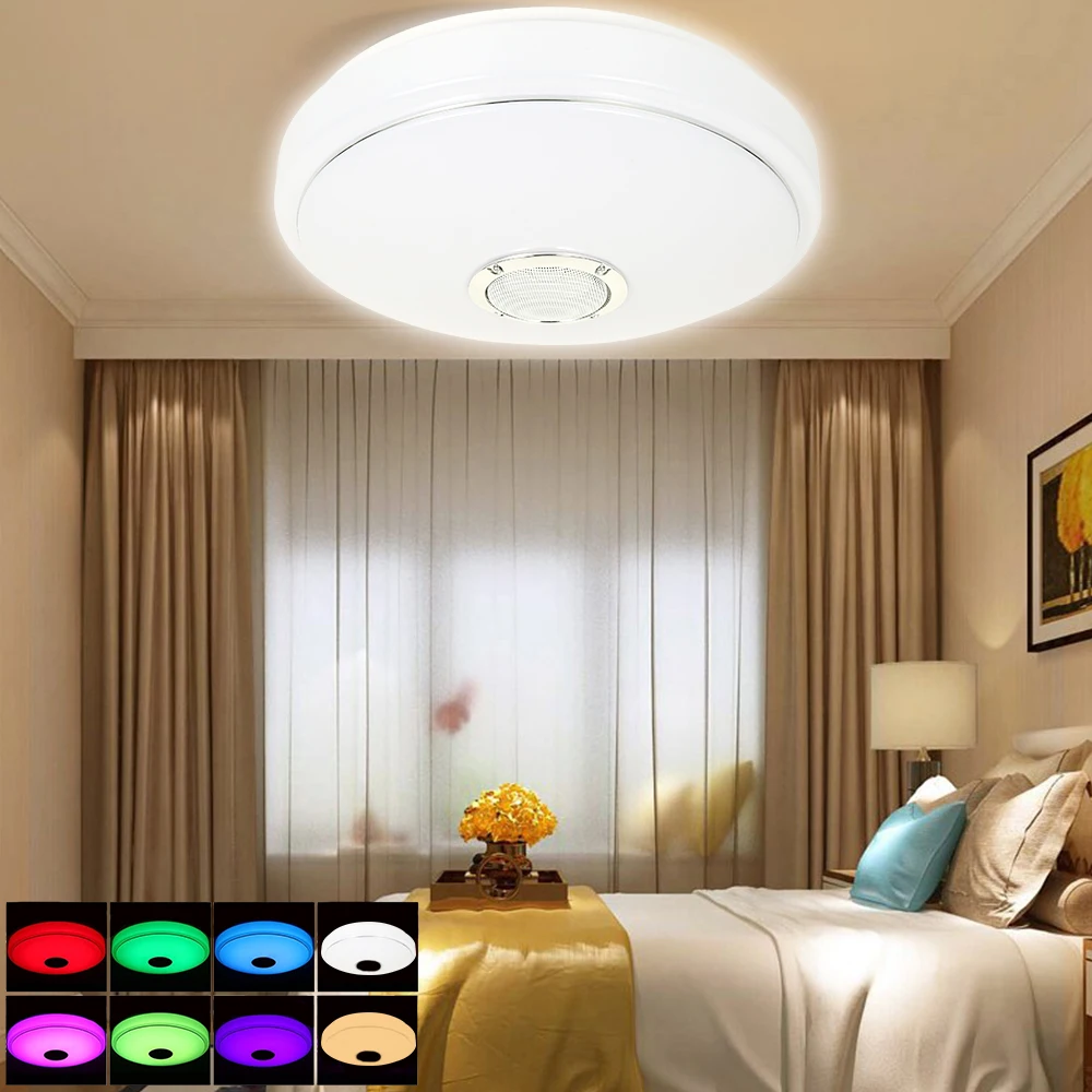 

LED Bluetooth Music Ceiling Lights Bedroom Embedded Lighting Round Star Music with Bluetooth Speaker Dimmable Color Light