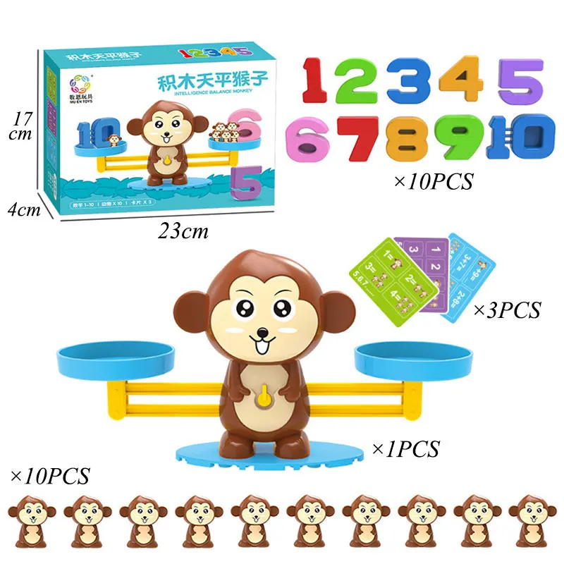 Montessori Weight Animal Balance Math Toys Arithmetic Learning Monkey Animal Balance Scale Number Game Learning Toys For Kids 3