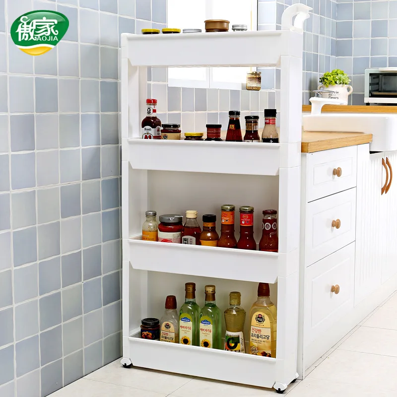 

Storage Storage Shelf Very Narrow Slit Frame Storage Rack Movable with Wheels
