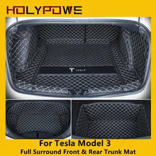 

For Tesla Model 3 Full Surround Front And Rear Car Trunk Mat Microfiber Leather Protective Pad Interior Modification Accessories