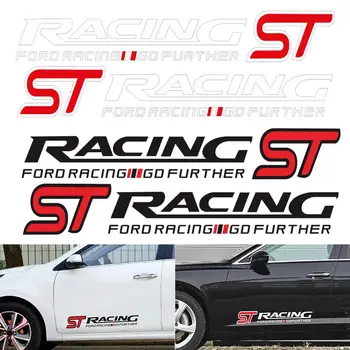 

2pcs Set ST RACING Car Sticker Waist Line Door Vinyl Decal Reflective Auto Refit