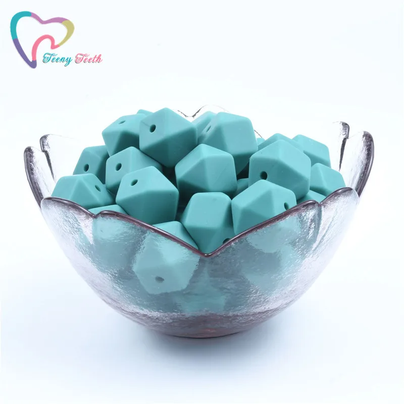 Emerald 10 шт 14 мм шестигранные силиконовые бусины, Детские DIY соски цепи игрушки для душа аксессуары, прорезывание зубов свободные квадратные шестигранные жевательные бусины - Цвет: Emerald
