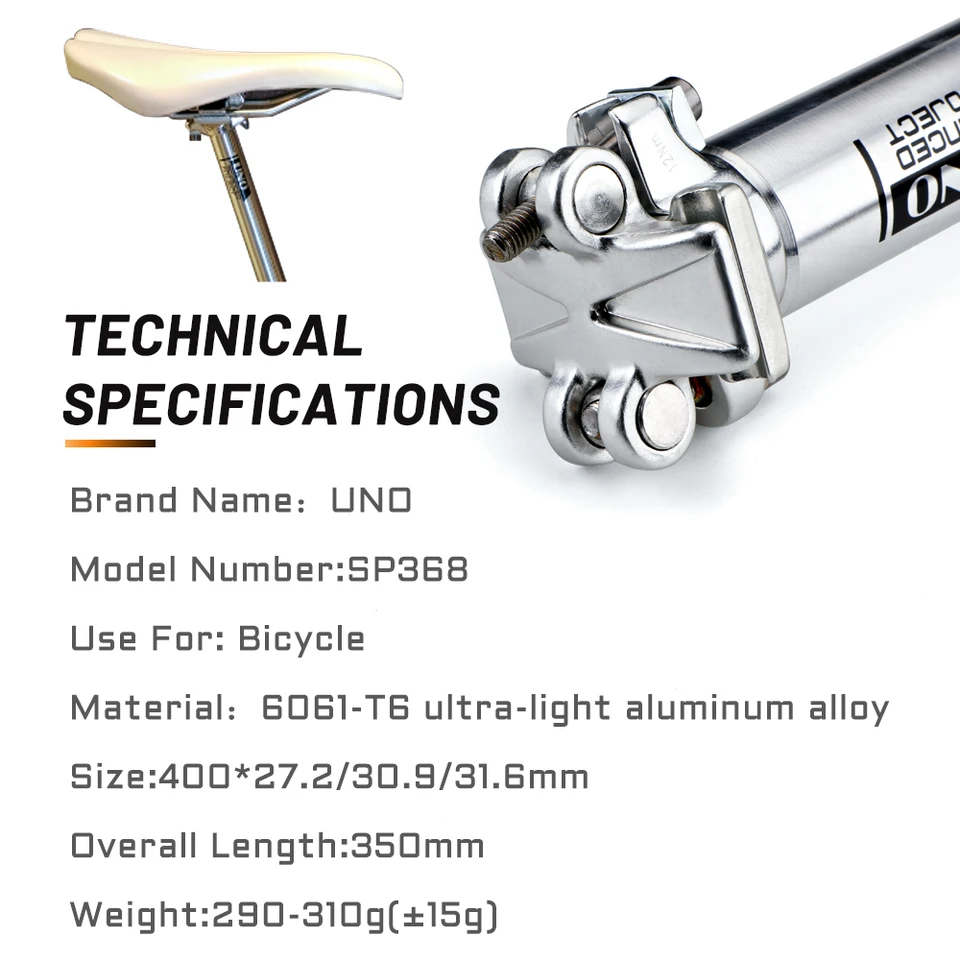 Tige de Selle Vélo Kalloy Uno L : 350 mm / 31,6 mm Argent - 36Vélos