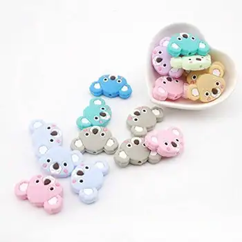 

6pcs Koala Cartoon Animal Teeth Food Grade DIY Child Newborn Soother Pacifier Silicone Beads Baby Teether