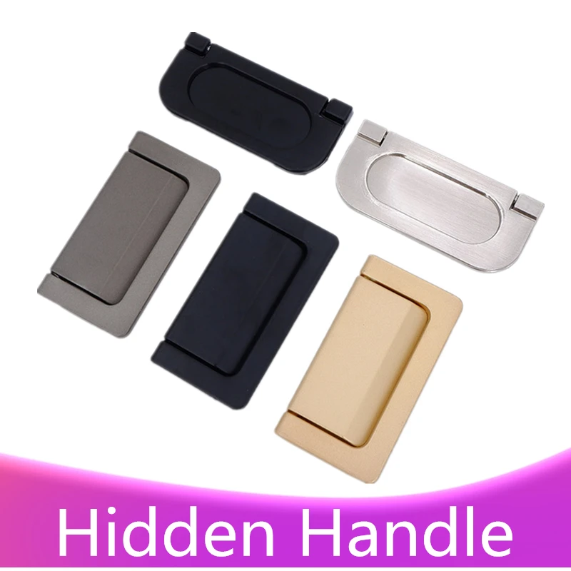 Wonzeal Knobs Black Silver Modern Embed Kitchen Cupboard Door