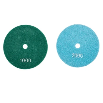 

2Pcs 5 Inch 125mm Wet Diamond Polishing Pads Marble Granite Grits 1000 & 2000