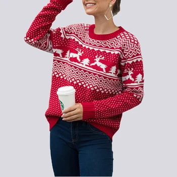 

Winter Sweater Women Christmas Sweater Pullover Casual Fashion Tops Long Sleeve Round Neck Sweaters 2019 New 8 Colors