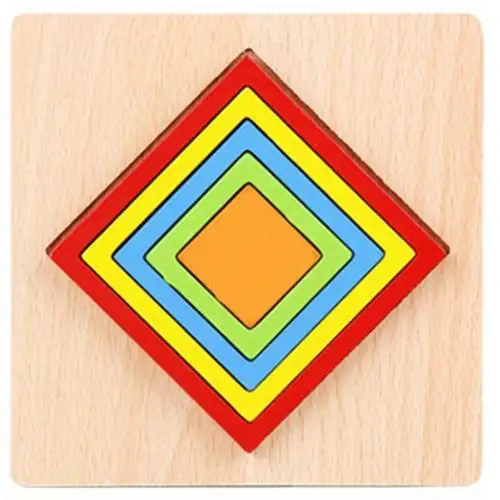 Деревянная Радужная цветная Геометрическая настольная игра-головоломка в форме познания обучающая игрушка - Цвет: Square