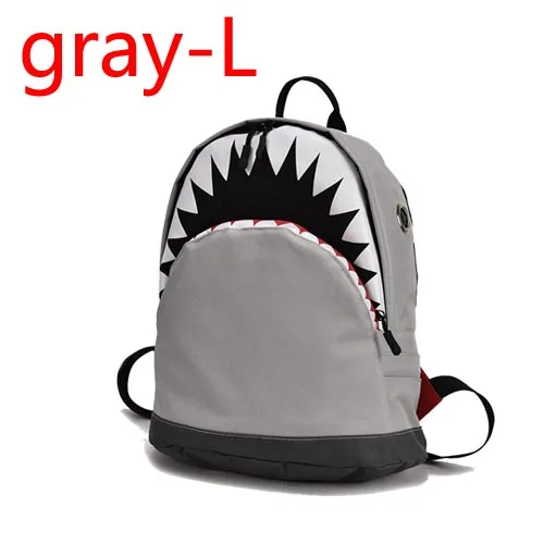 Детский рюкзак, детские школьные сумки с акулой, Детский рюкзак для детского сада, для мальчиков и девочек, детский парусиновый рюкзак с рисунком, повседневный черный, серый - Цвет: gray-L